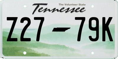TN license plate Z2779K
