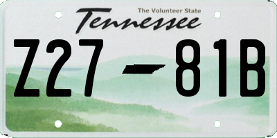 TN license plate Z2781B