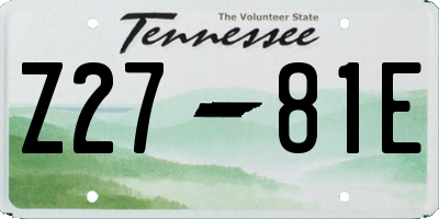 TN license plate Z2781E