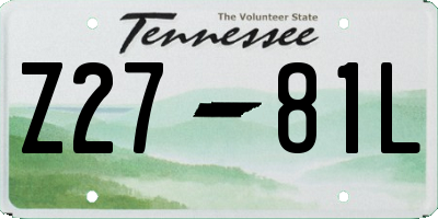 TN license plate Z2781L