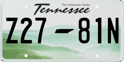 TN license plate Z2781N
