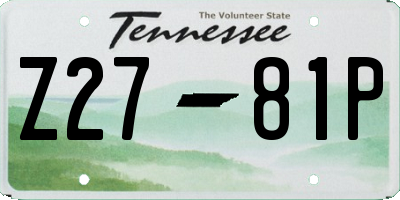 TN license plate Z2781P