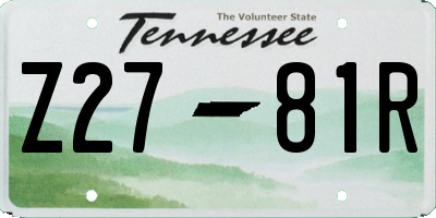 TN license plate Z2781R