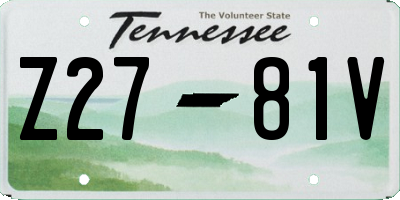 TN license plate Z2781V