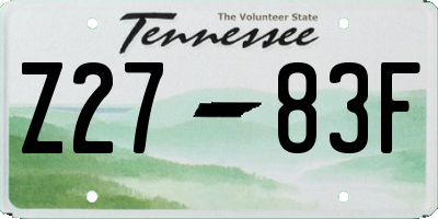 TN license plate Z2783F