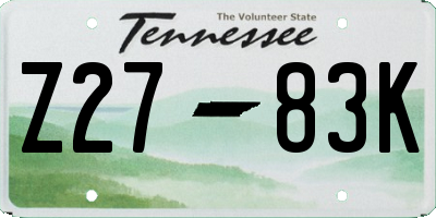 TN license plate Z2783K
