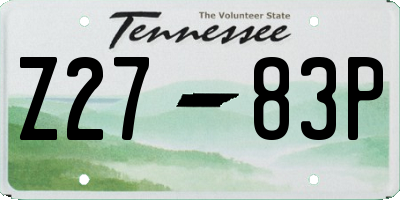 TN license plate Z2783P