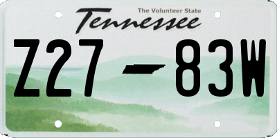TN license plate Z2783W