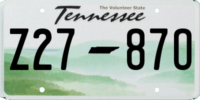 TN license plate Z2787O