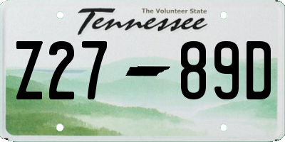 TN license plate Z2789D