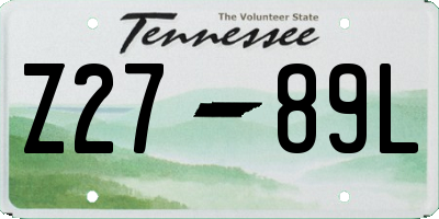 TN license plate Z2789L