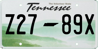 TN license plate Z2789X