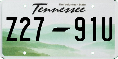 TN license plate Z2791U