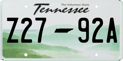 TN license plate Z2792A