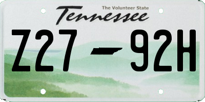 TN license plate Z2792H