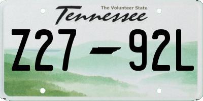 TN license plate Z2792L