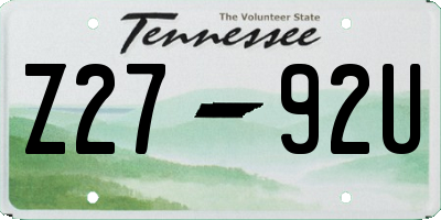 TN license plate Z2792U