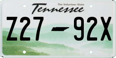 TN license plate Z2792X