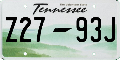 TN license plate Z2793J