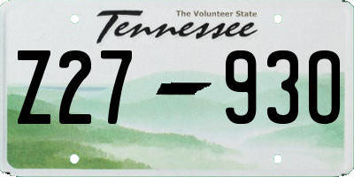 TN license plate Z2793O