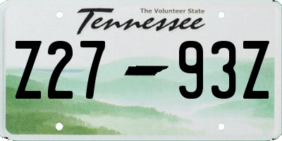 TN license plate Z2793Z