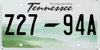 TN license plate Z2794A