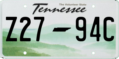 TN license plate Z2794C