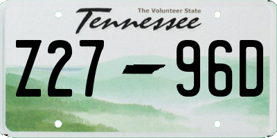 TN license plate Z2796D