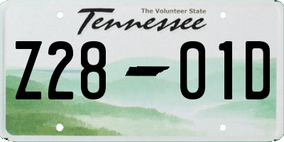 TN license plate Z2801D