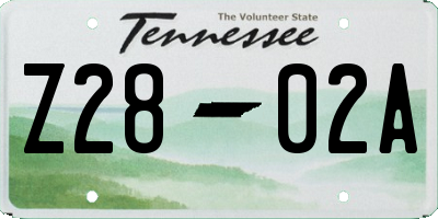 TN license plate Z2802A