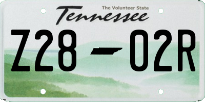 TN license plate Z2802R