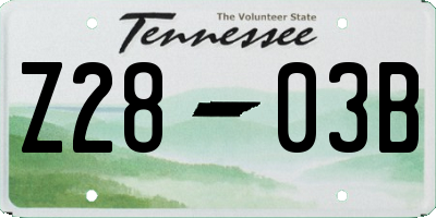 TN license plate Z2803B