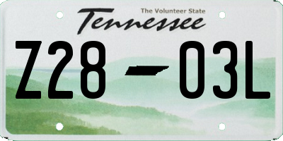 TN license plate Z2803L