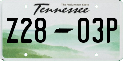 TN license plate Z2803P