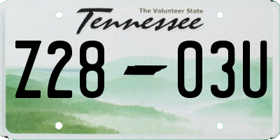 TN license plate Z2803U
