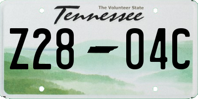 TN license plate Z2804C