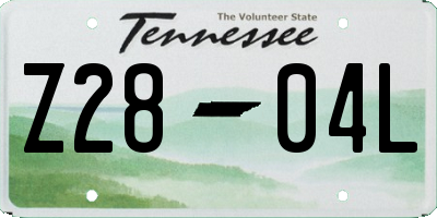 TN license plate Z2804L