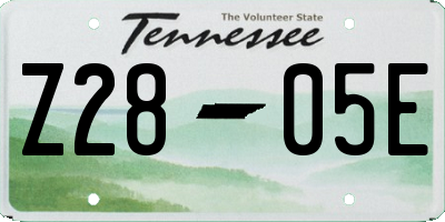 TN license plate Z2805E