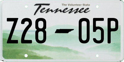 TN license plate Z2805P