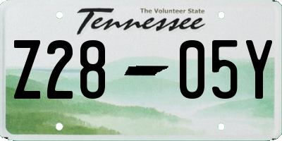 TN license plate Z2805Y