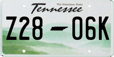 TN license plate Z2806K