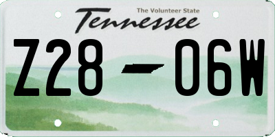 TN license plate Z2806W