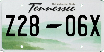 TN license plate Z2806X