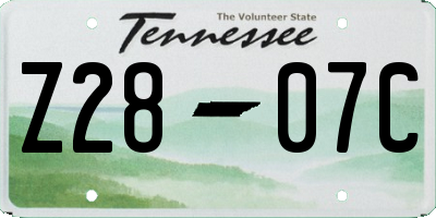 TN license plate Z2807C