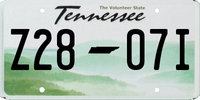 TN license plate Z2807I