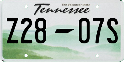 TN license plate Z2807S