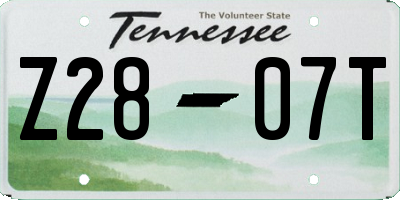 TN license plate Z2807T