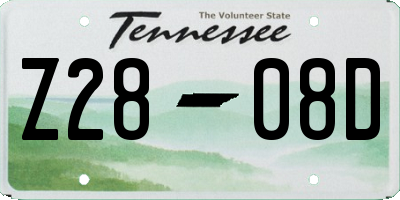 TN license plate Z2808D