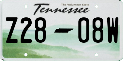 TN license plate Z2808W
