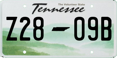 TN license plate Z2809B